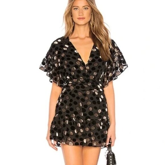 Black Saylor Polka Dot Mini Dress Size Small - Picture 1 of 5